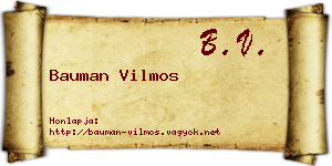 Bauman Vilmos névjegykártya